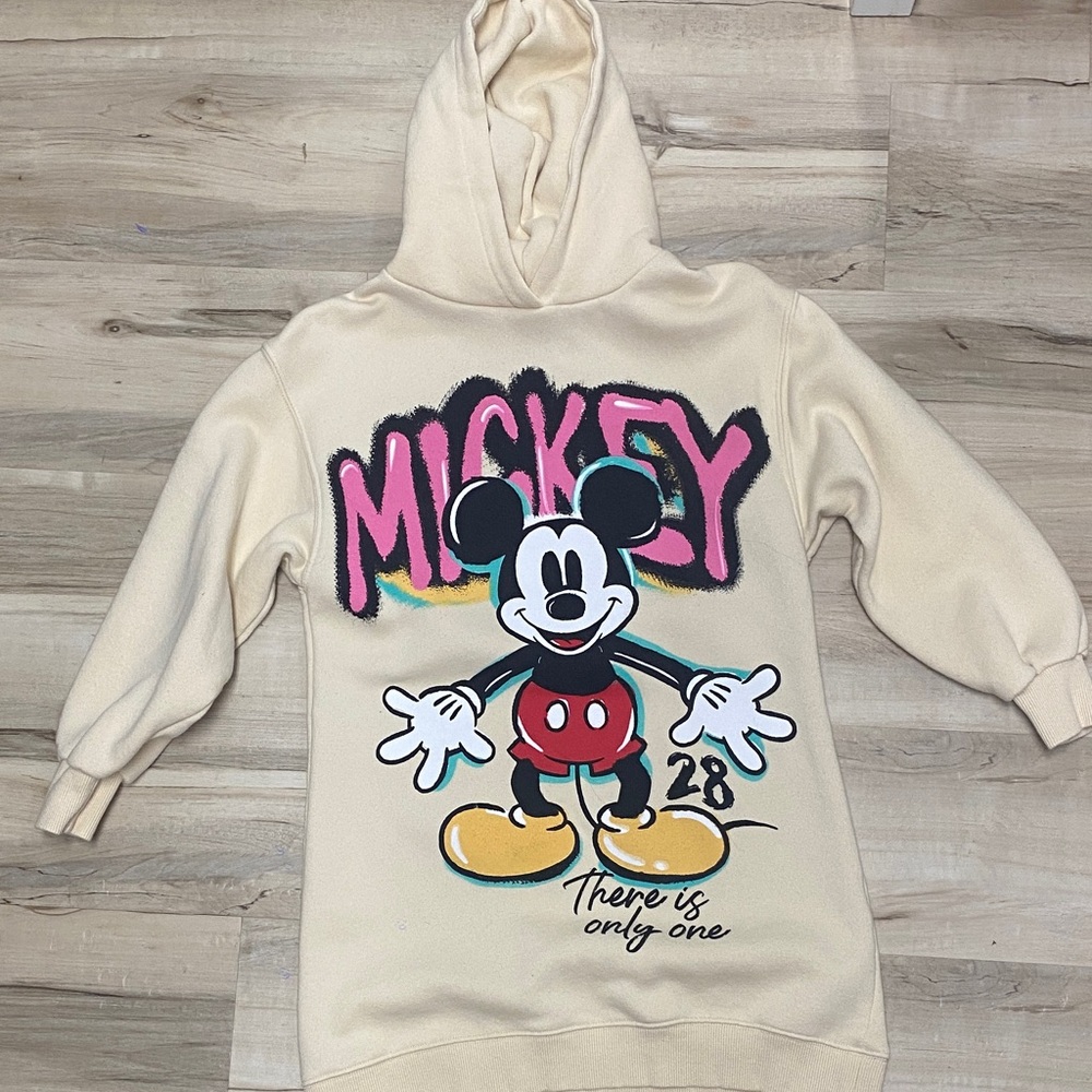 Zara Cream Mickey Mouse Kids Hoodie